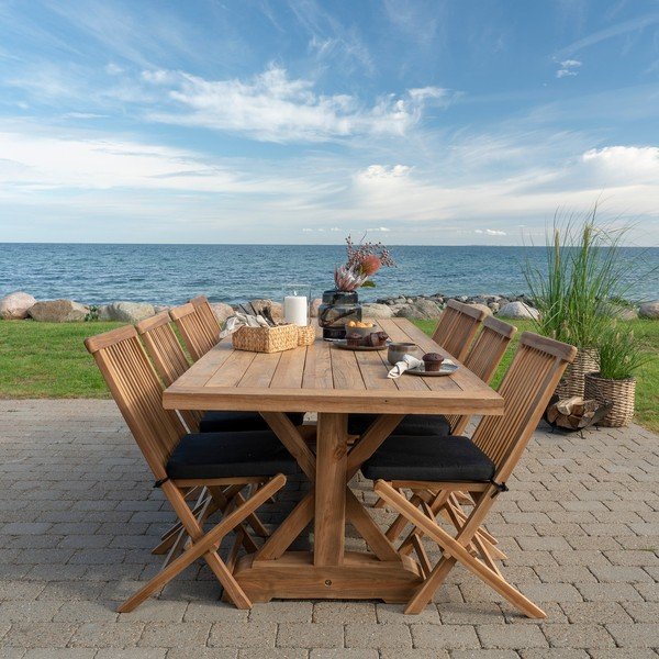 Iš tikmedžio masyvo sodo valgomojo stalas 100x240 cm Volos – House Nordic-image-1