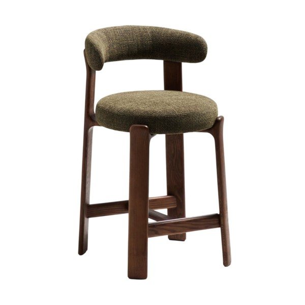 Žalios spalvos/tamsios natūralios spalvos iš uosio masyvo baro taburetė (sėdynės aukštis 65 cm) Granite – Kave Home
