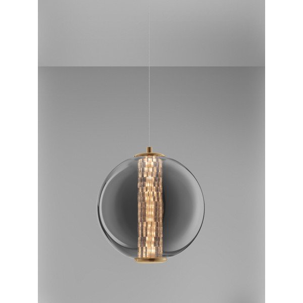Pilkos spalvos iš metalo kabantis šviestuvas LED ø 22 cm su stiklo gaubtu Navi – Nova Luce-image-3