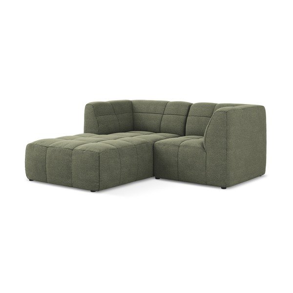 Žalios spalvos kampinė sofa iš boucle (su kairiuoju kampu/su gultu) Aloha – Makamii-image-2