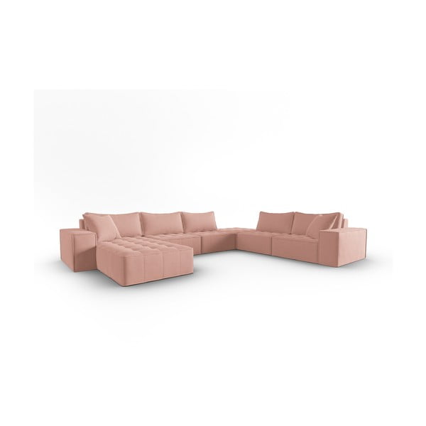 Kampinė sofa rožinės spalvos (su dešiniuoju kampu) Mike – Micadoni Home