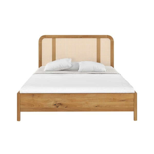 Natūralios spalvos ąžuolinė dvigulė lova 200x200 cm Harmark - Skandica-image-2