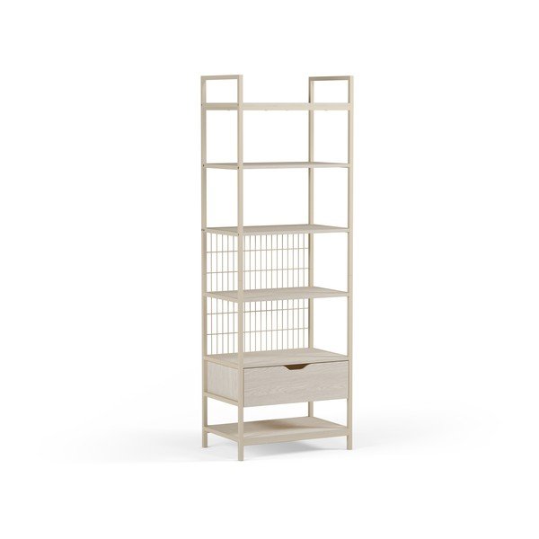 Kreminės spalvos iš plieno knygų spinta  60x179,5x40 cm Amara – Marckeric-image-3