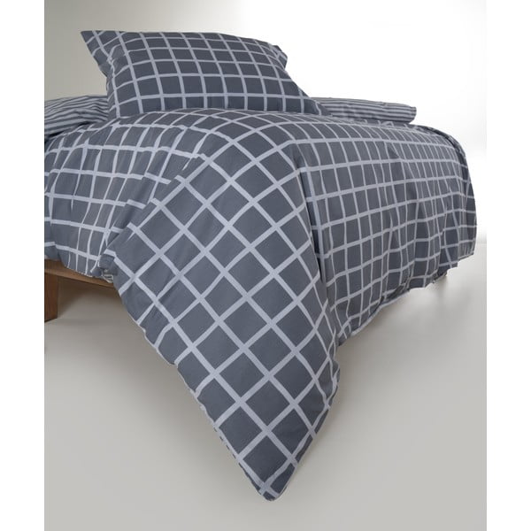 Pilkos spalvos iš ranforce medvilnės dvigulė/itin ilga patalynė 240x220 cm Linear Calm Geometric – Mila Home Luxury-image-3