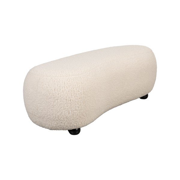 Kreminės spalvos paminkštinto audinio suolas iš boucle Noxx – White Label-image-2