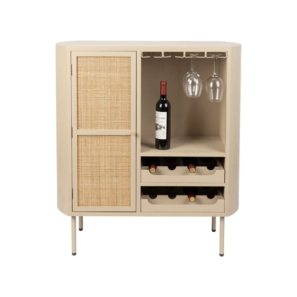 Iš rotango vyno spintelė kreminės spalvos butelių skaičius 8, 90x100 cm Amaya – White Label-image-3