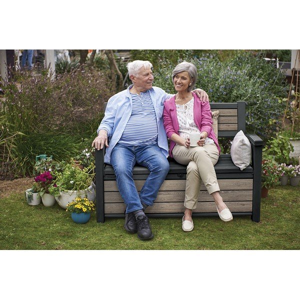 Rudos spalvos plastikinis sodo suoliukas Deco – Keter-image-3