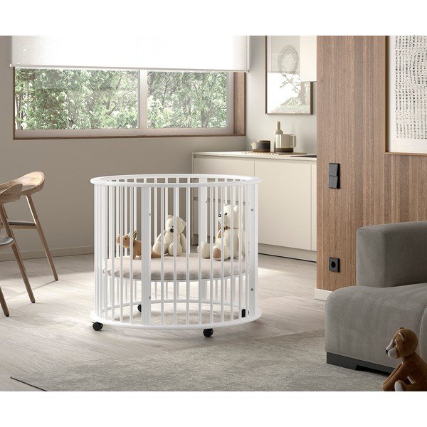 Baltos spalvos iš buko masyvo maniežas vaikams 90x90 cm Dino – Vipack-image-1