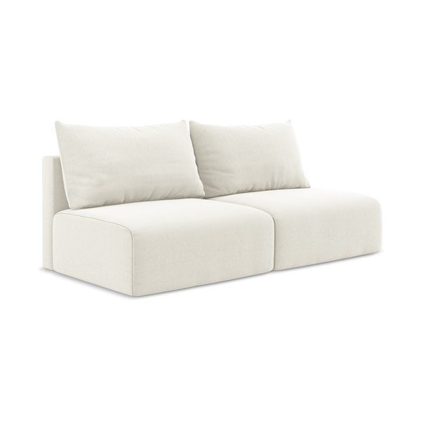 Kreminės spalvos sulankstoma/su sandėliavimo vieta sofa iš velveto 216 cm Kalena – Makamii-image-2
