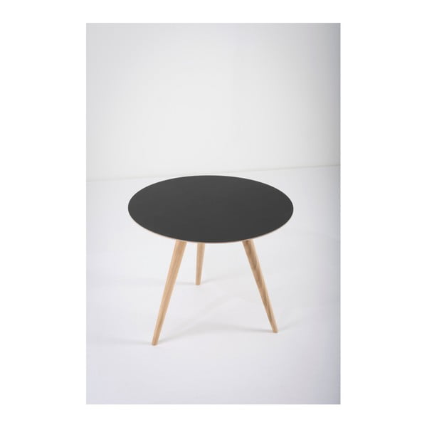 Ąžuolinis staliukas su juodu stalviršiu Gazzda Arp, ⌀ 55 cm-image-4