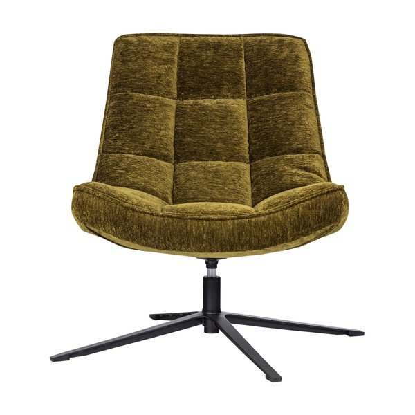 Žalios spalvos pasukamas krėslas iš šenilinio audinio Maudi – WOOOD-image-2