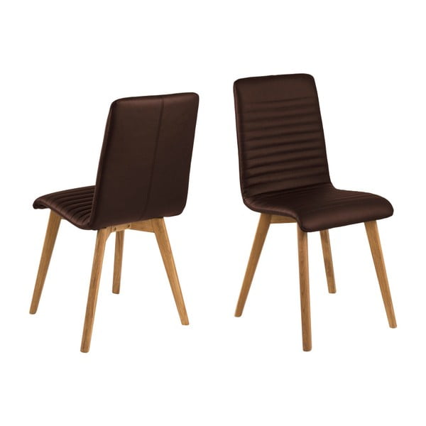 2 tamsiai rudos spalvos "Actona Arosa" odinių kėdžių rinkinys