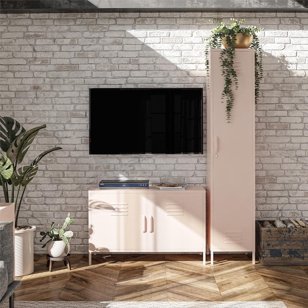 Iš metalo spintelė rožinės spalvos 38x185x40 cm Mission District – Støraa-image-1