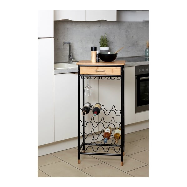 Iš metalo vyno spintelė juodos spalvos/natūralios spalvos butelių skaičius 16, 48x95 cm Loft – Wenko-image-3