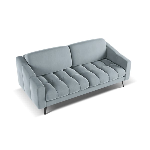 Šviesiai mėlynos spalvos iš velveto sofa 202 cm Nalu – Makamii-image-3