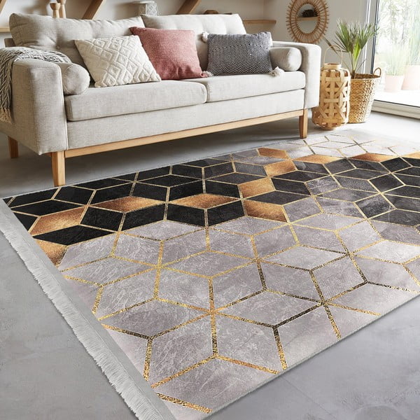 Pilkai auksinės spalvos kilimas 120x180 cm - Mila Home-image-4