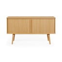 Žema šoninė spintelė natūralios spalvos iš ąžuolo su stumdomomis durimis 138x75 cm Rove – Woodman