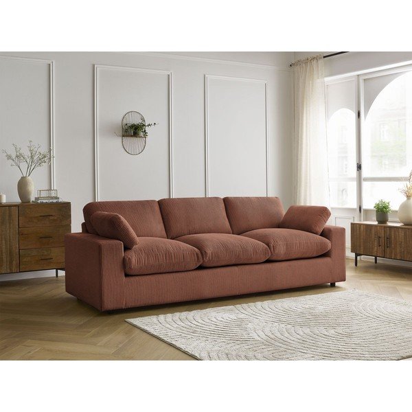Oranžinės spalvos sofa iš kordinio velveto 250 cm Belair – Bobochic Paris-image-1