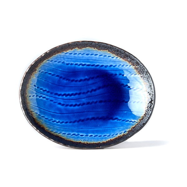 Mėlyna keraminė ovali lėkštė MIJ Cobalt, 24 x 20 cm