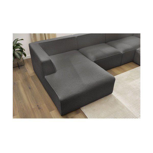 Tamsiai pilkos spalvos iš boucle modulinė kampinė sofa (su dešiniuoju kampu/„U“ formos) Megeve – Bobochic Paris-image-4