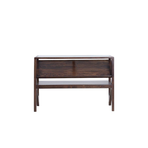 Tamsios natūralios spalvos konsolinis staliukas su stikliniu stalviršiu 41x119 cm Yuki – Light & Living-image-3