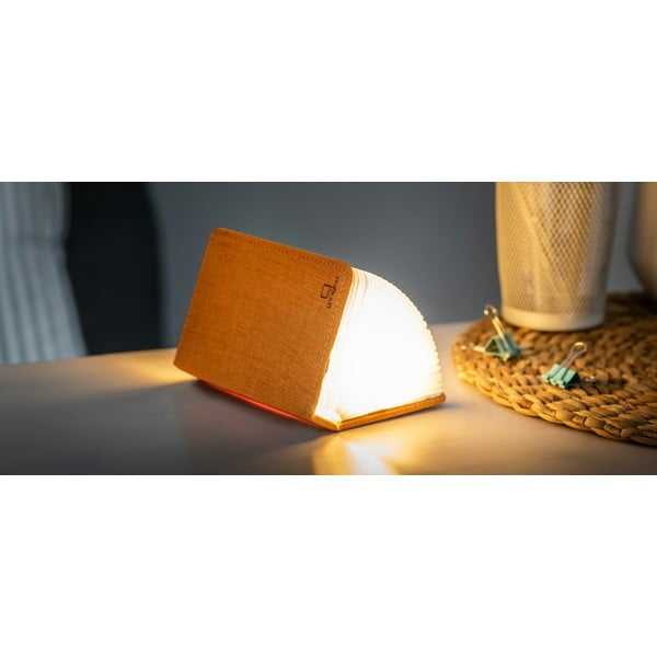 Oranžinė maža knygos formos LED stalinė lempa Gingko Booklight