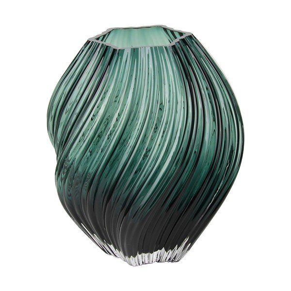 Tamsiai žalios spalvos iš stiklo  rankų darbo vaza (aukštis 23 cm) – House Nordic