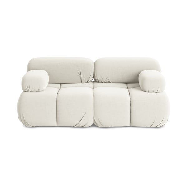 Baltos spalvos iš velveto sofa 190 cm Lokua – Makamii