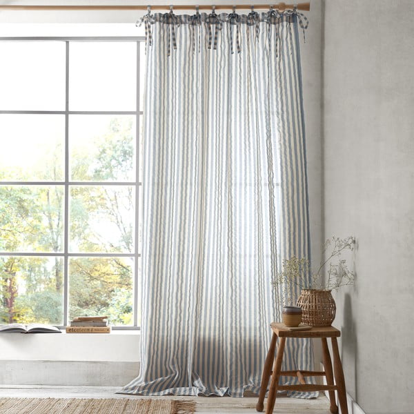 Mėlynos spalvos permatoma užuolaida 140x229 cm Zanzibar Stripe – Pineapple Elephant-image-1