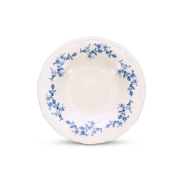 Baltos spalvos/mėlynos spalvos sriubos iš porceliano  lėkštė ø 23,5 cm Retro – BonBistro-image-2