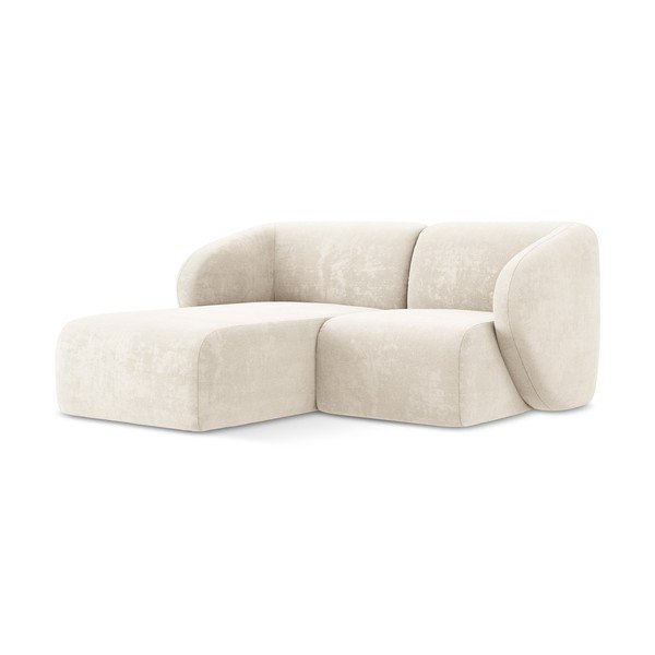 Smėlio spalvos kampinė sofa iš šenilinio audinio (su kairiuoju kampu/su gultu) Lani – Makamii-image-1