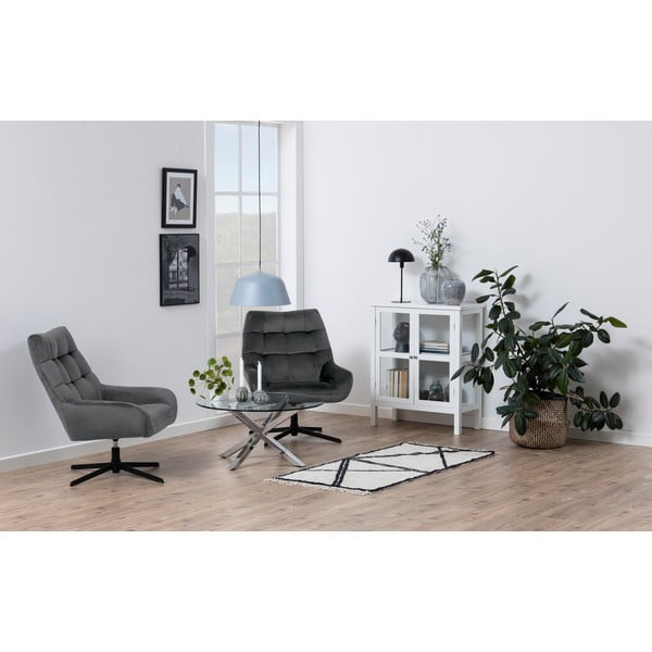 Pilkos spalvos pasukamas iš velveto krėslas Paris – Actona-image-1