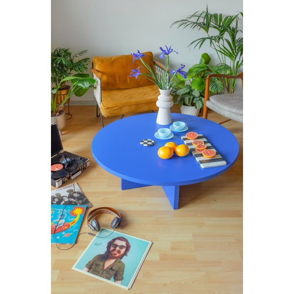 Apvalios formos kavos staliukas mėlynos spalvos ø 100 cm Pausa – Really Nice Things-image-3