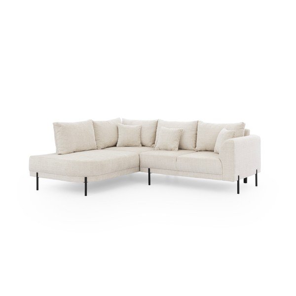 Smėlio spalvos kampinė sofa iš šenilinio audinio (su kairiuoju kampu/„L“ formos) Mauris  – Ropez-image-2