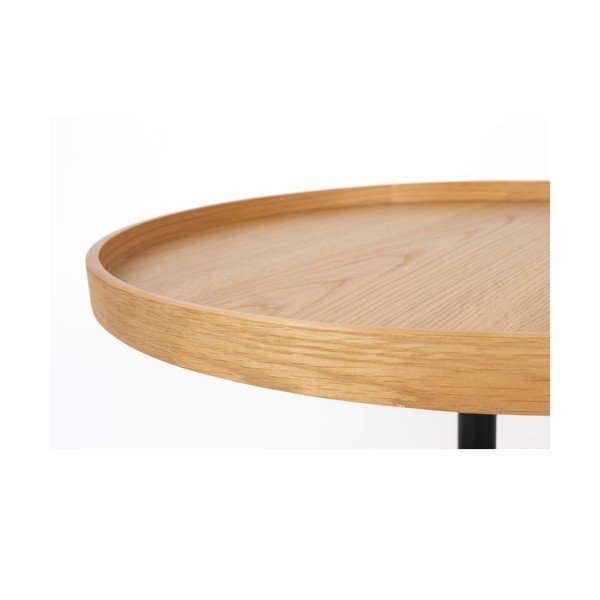 Natūralios spalvos apvalios formos kavos staliukas su ąžuolo dekoro stalviršiu ø 70 cm Yuri L – White Label-image-3