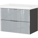 Pilkos spalvos blizgus pakabinama spintelė su kriaukle 81x65 cm Vasio – Germania