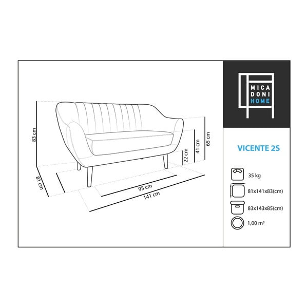 Smėlio spalvos dvivietė sofa Micadoni Home Vincente-image-2