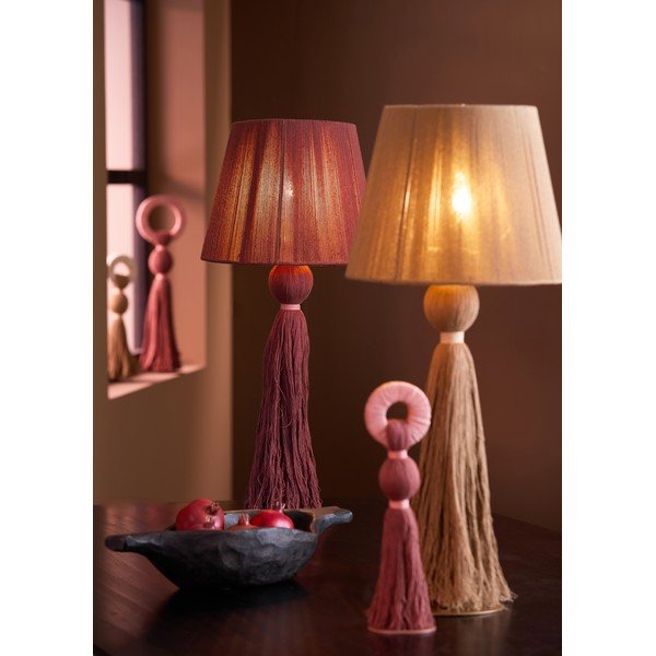 Raudonos plytų spalvos stalinis šviestuvas (aukštis 58 cm) su tekstiliniu gaubtu Espino – Light & Living-image-1