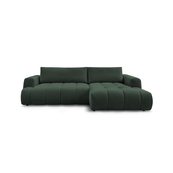 Žalios spalvos sulankstoma/su sandėliavimo vieta kampinė sofa (su dešiniuoju kampu/su gultu) Fuji – Bobochic Paris