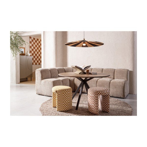 Geltonos spalvos taburetė iš audinio Charlie – WOOOD-image-4