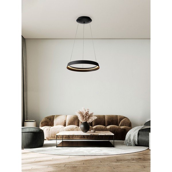 Matinės juodos spalvos iš aliuminio kabantis šviestuvas LED su pritemdymo funkcija ø 45 cm su gaubtu iš akrilo stiklo Ormi – Nova Luce-image-1