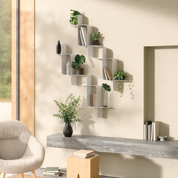 Matinės baltos spalvos iš plieno kelių aukštų sieninės lentynos 2 vnt. 62 cm Montage – Umbra-image-3