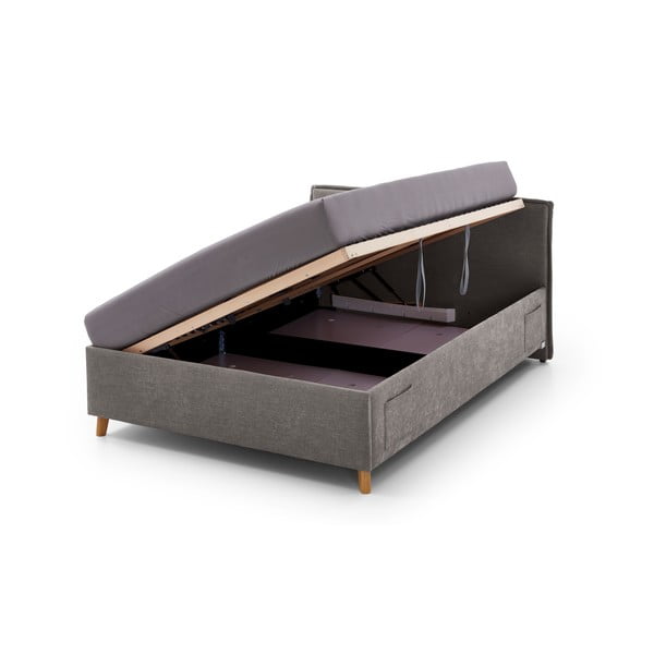 Pilkos spalvos iš audinio vaikiška lova su sandėliavimo vieta su lovos grotelėmis 120x200 cm Fun – Meise Möbel-image-2