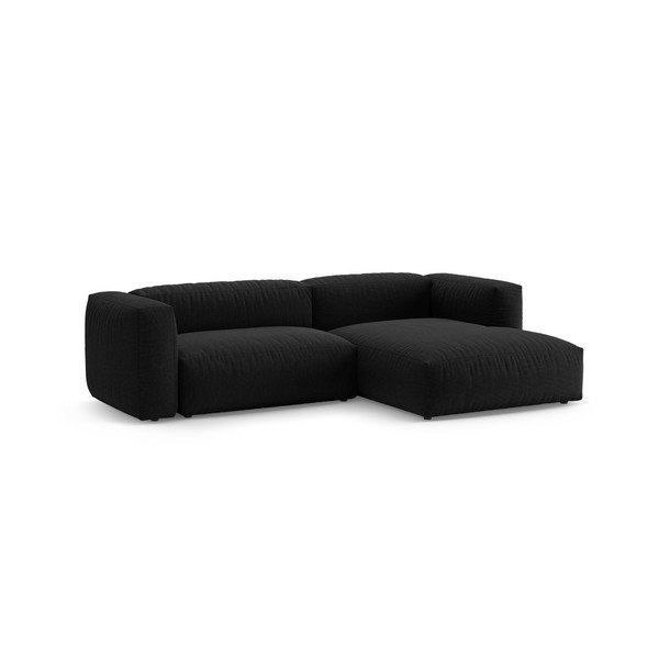 Juodos spalvos sulankstoma modulinė kampinė sofa (su dešiniuoju kampu/su gultu) – Micadoni -image-3