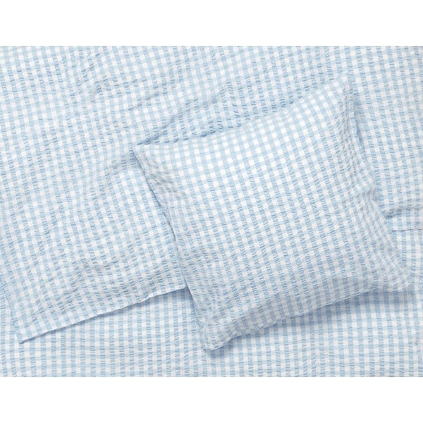 Viengulė/itin ilga patalynė baltos spalvos/šviesiai mėlynos spalvos banguotos tekstūros 140x220 cm Bæk&Bølge – JUNA-image-1