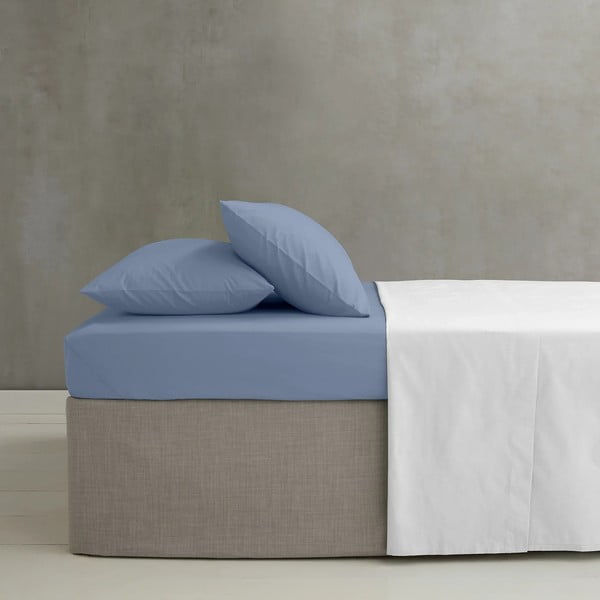 Mėlynos spalvos iš perkalio paklodė su guma 150x200 cm Easy Iron Percale – Catherine Lansfield-image-1