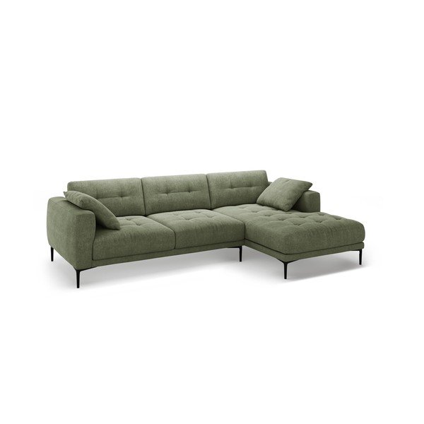 Žalios spalvos kampinė sofa (su dešiniuoju kampu/su gultu) Bemy – Micadoni -image-1