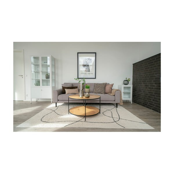 Apvalios formos kavos staliukas natūralios spalvos su ąžuolo dekoro stalviršiu ø 80 cm Vita – House Nordic-image-4