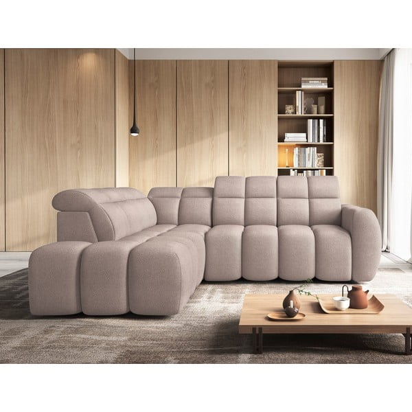 Šviesiai rudos spalvos iš boucle sulankstoma/su sandėliavimo vieta kampinė sofa (su kairiuoju kampu/„L“ formos) Falconn – ELTAP-image-3