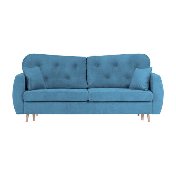 "Mazzini Sofas" Orchidėjų mėlyna sofa-lova su saugykla